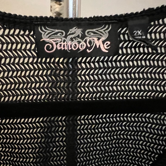 Tattoo Me Black Mesh Grunge Top Woman’s  Size 2X Made in USA - Picture 10 of 14